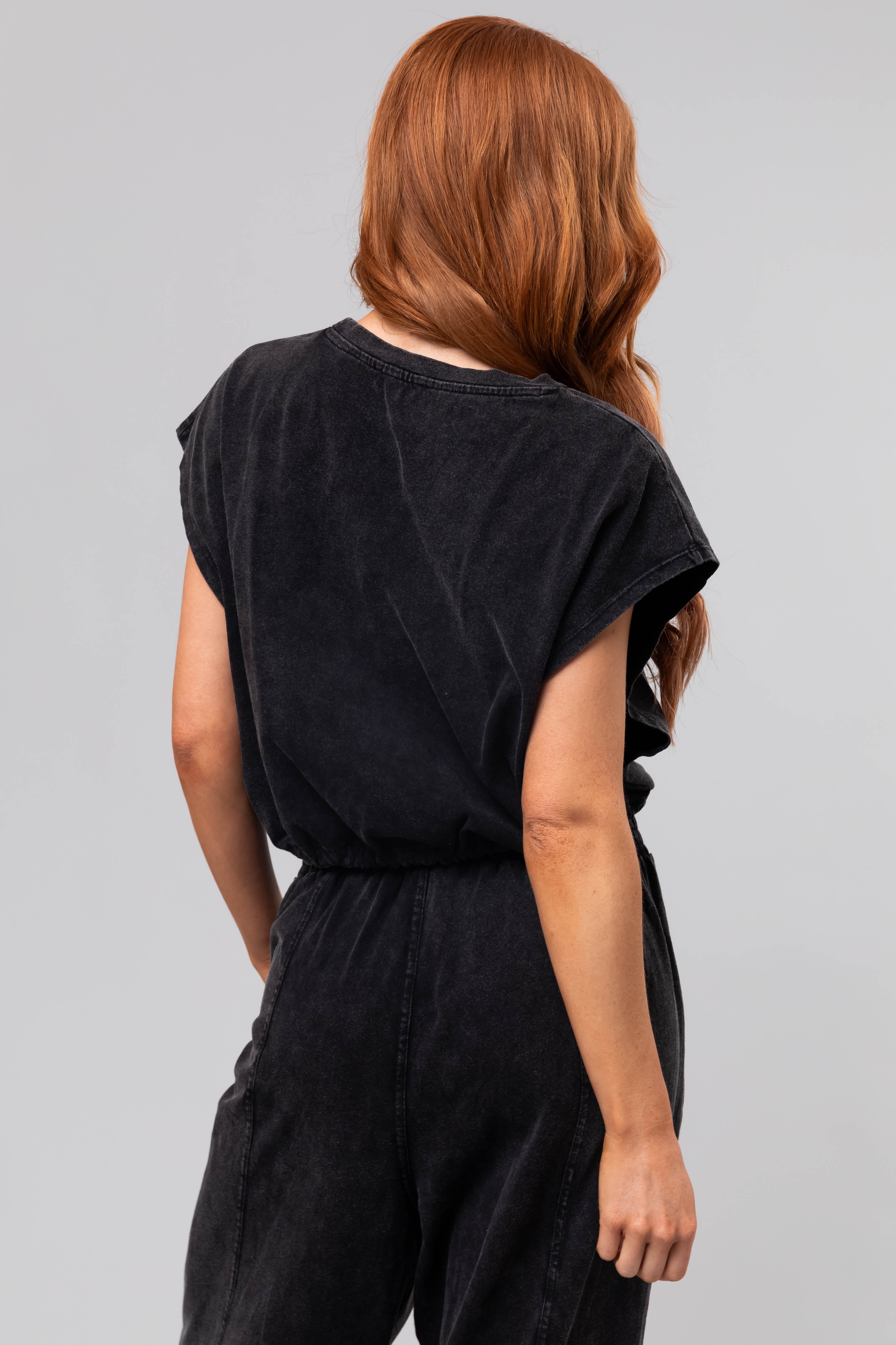 Black Oversized Mineral Wash Top