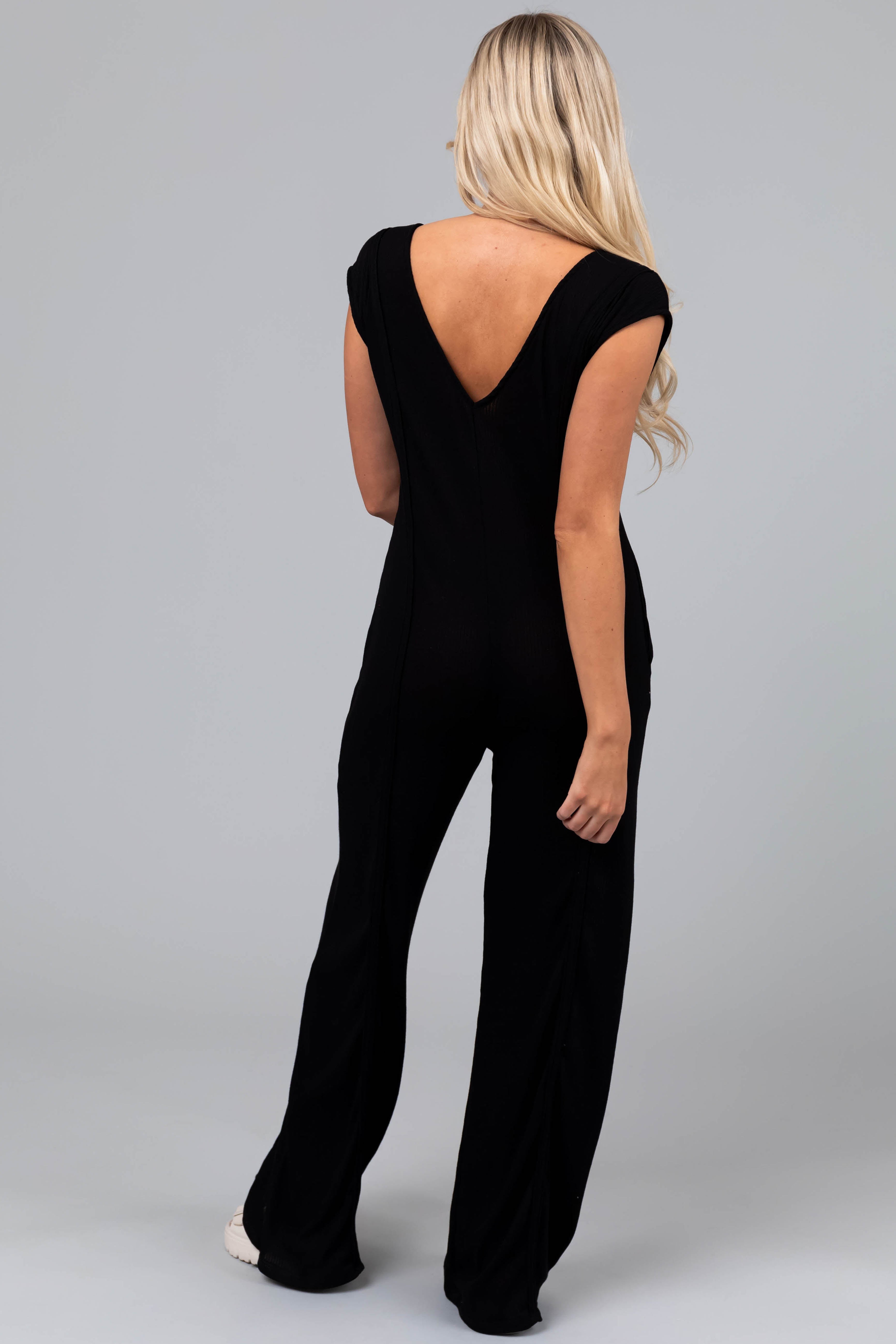Black Wide Leg Knit Jumpsuit